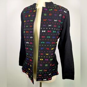 VTG Utatlan Antigua Guatemalan Handwoven Embroidered Folk Boho Jacket Mayan Smal